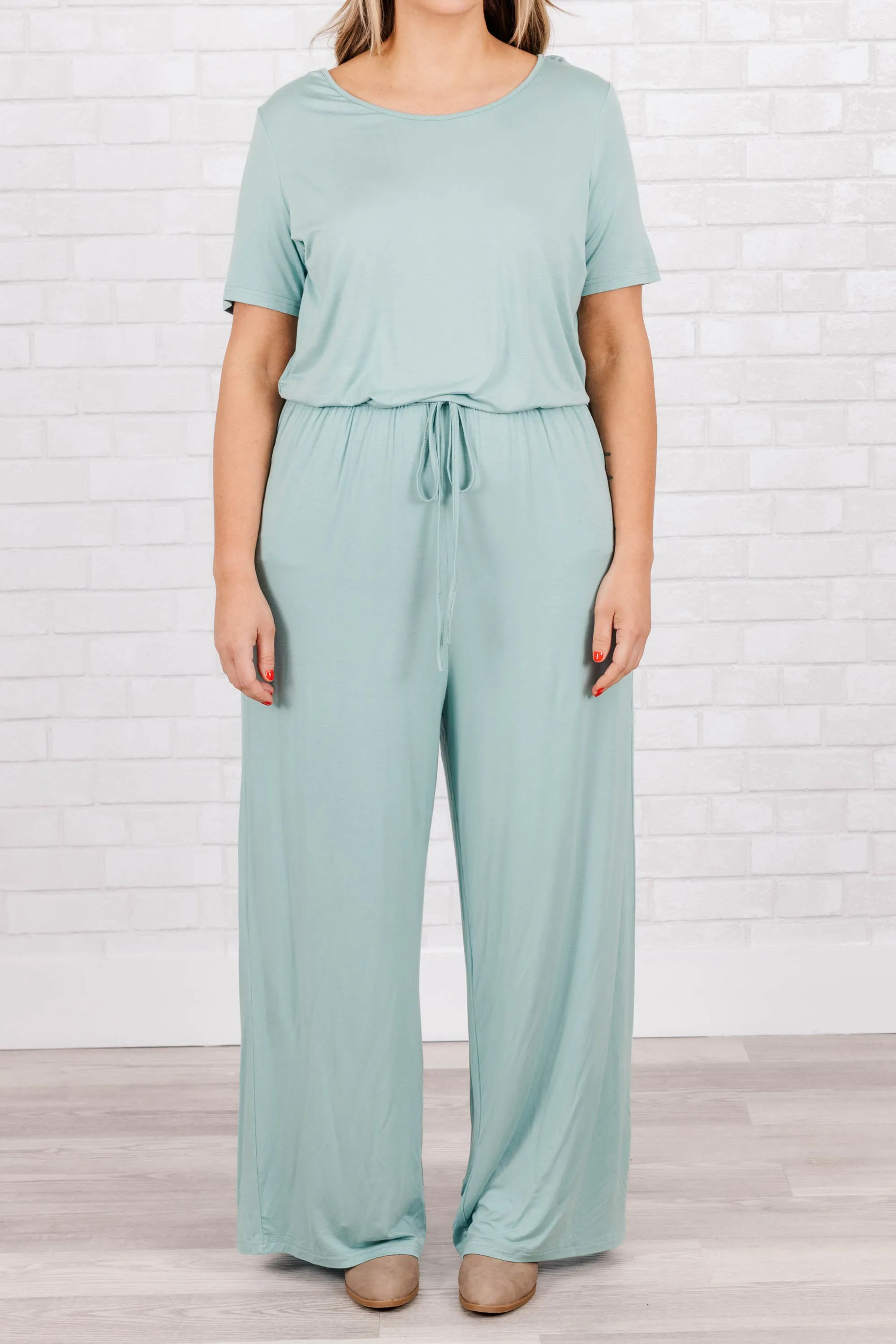 Louder Than Words Jumpsuit, Blue-Grey