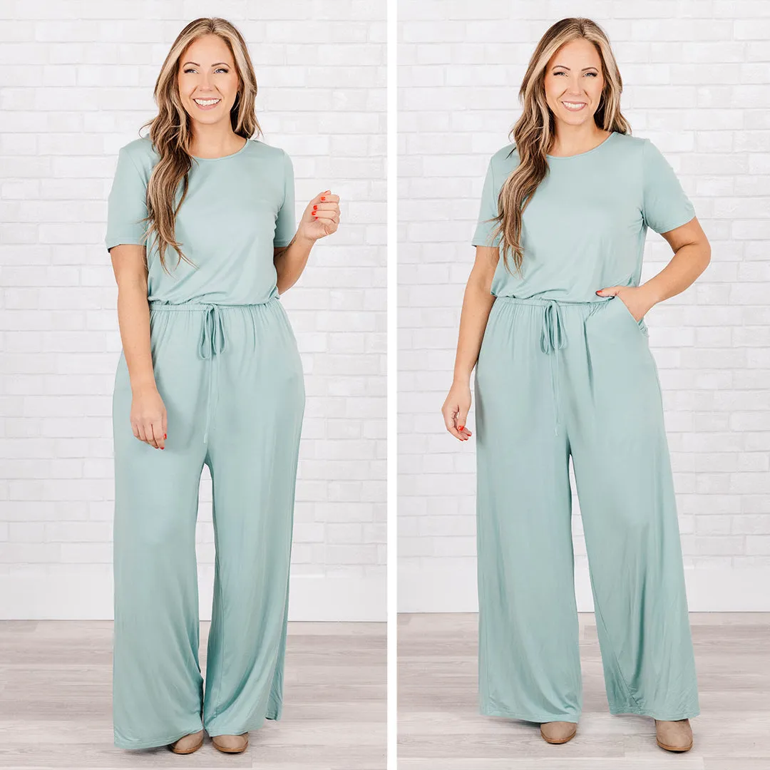 Louder Than Words Jumpsuit, Blue-Grey