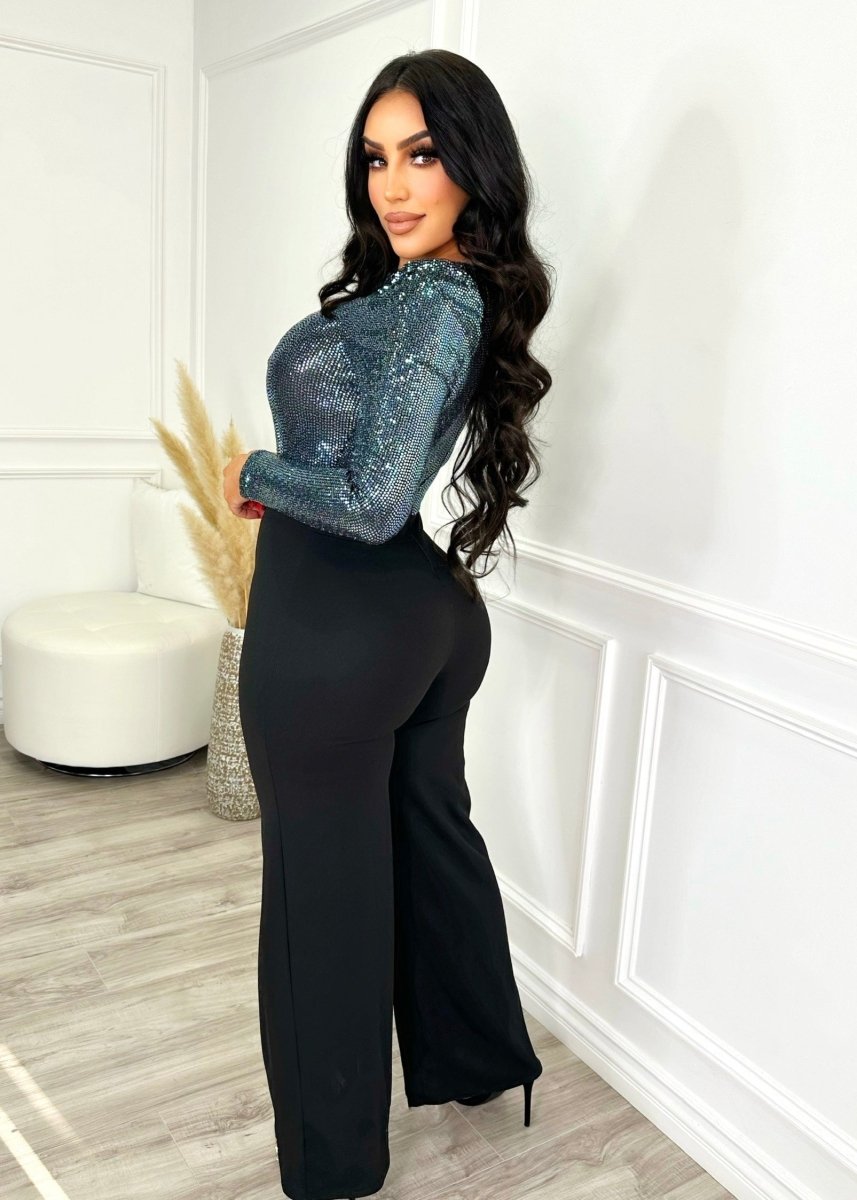 Meadow Sequin Jumpsuit Blue