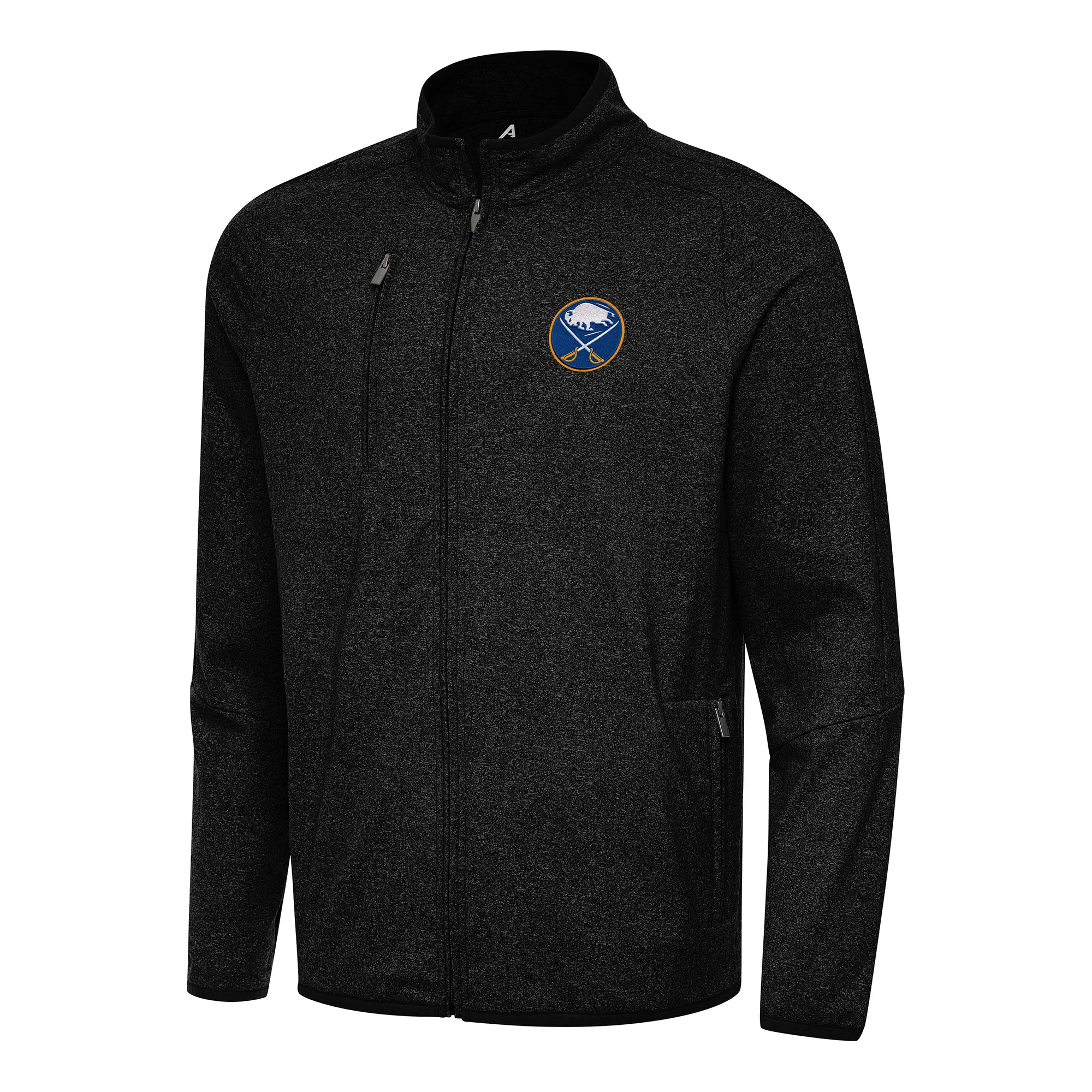 Men's Buffalo Sabres Antigua Heather Black Hold-Up Full-Zip Tri-Blend Jacket