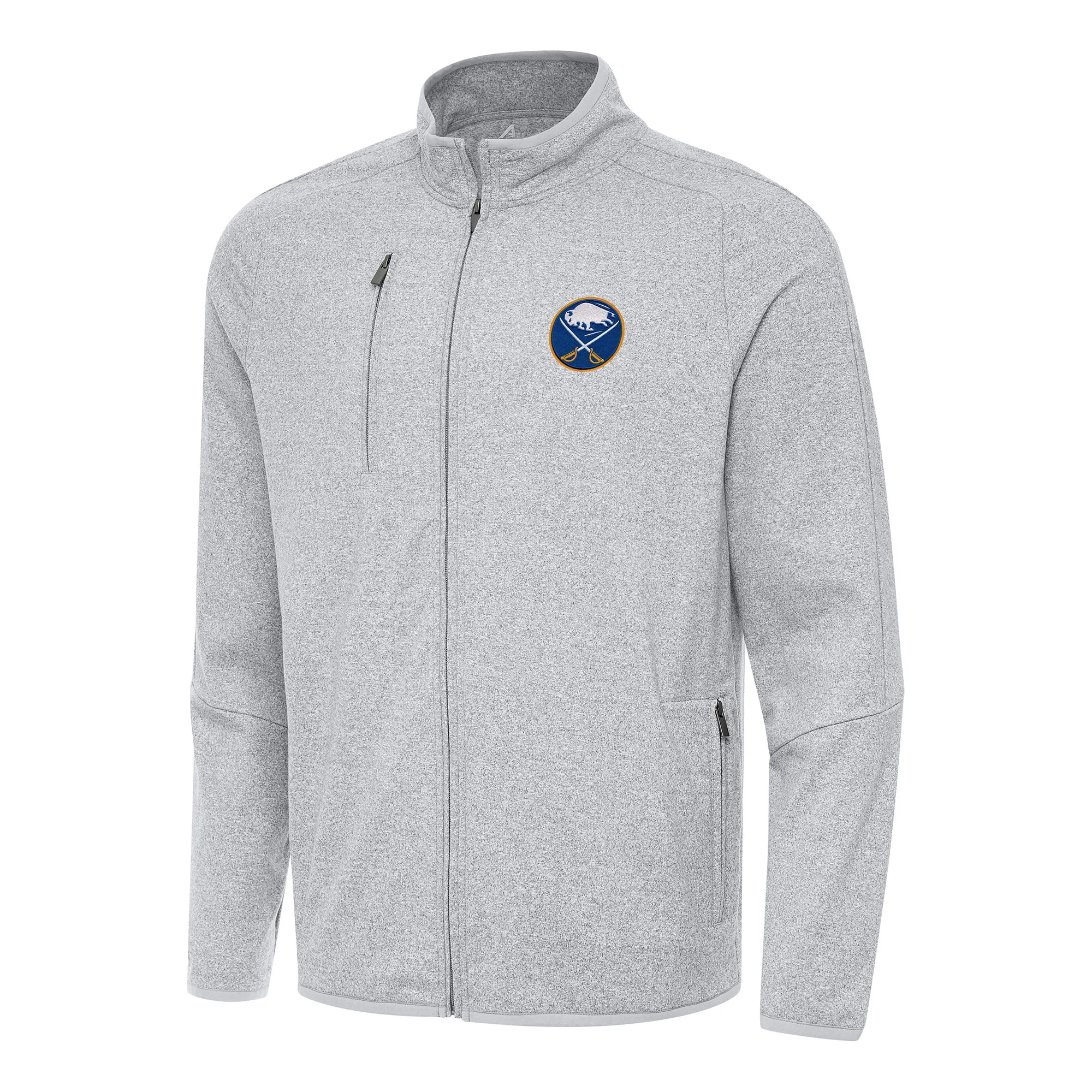 Men's Buffalo Sabres Antigua Heather Gray Hold-Up Full-Zip Tri-Blend Jacket