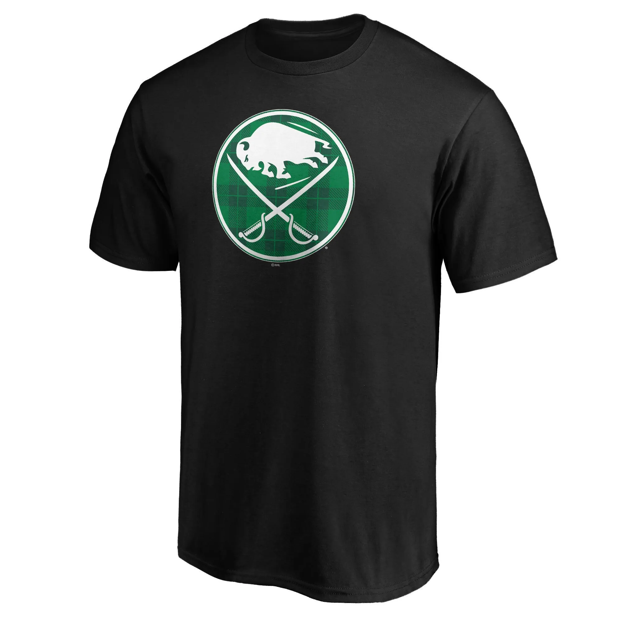 Men's Buffalo Sabres Black Emerald Plaid Personalized Name & Number T-Shirt