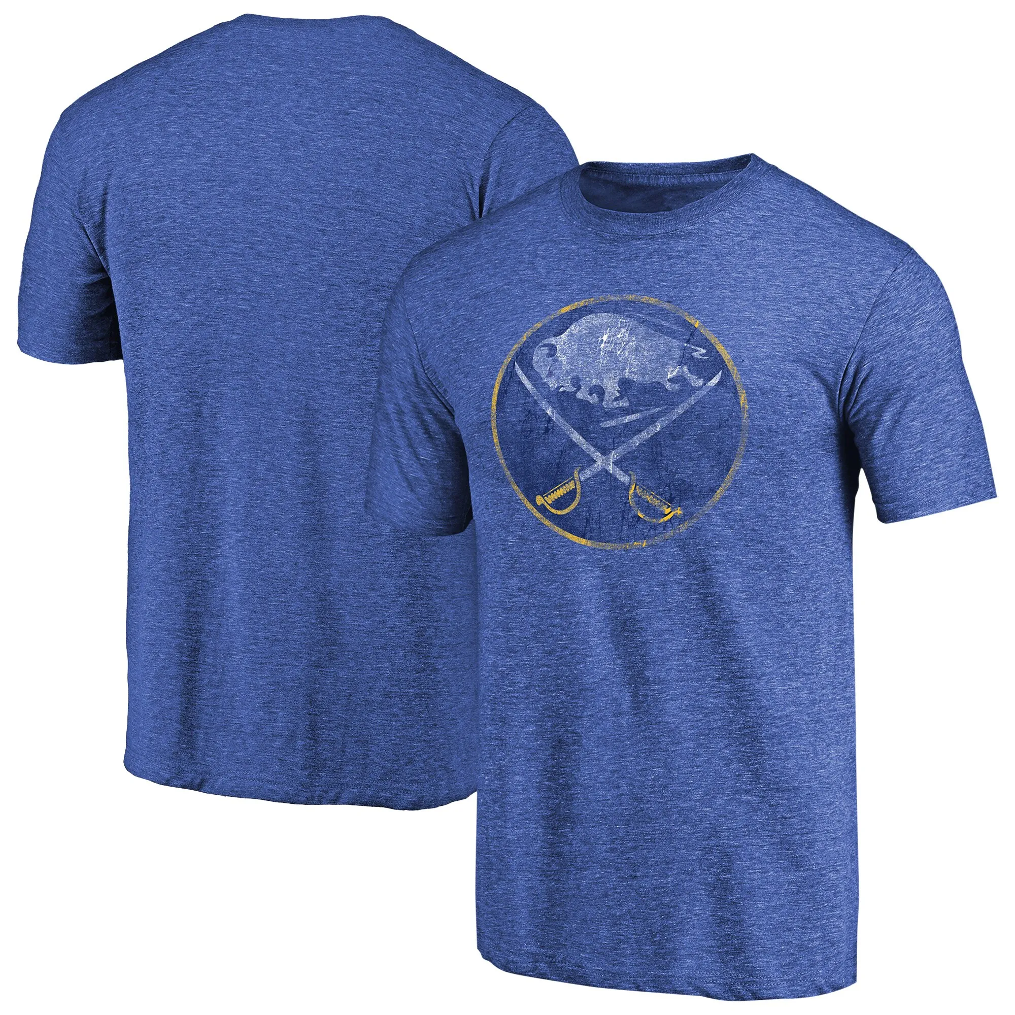 Men's Buffalo Sabres Royal Throwback Vintage Logo Tri-Blend T-Shirt