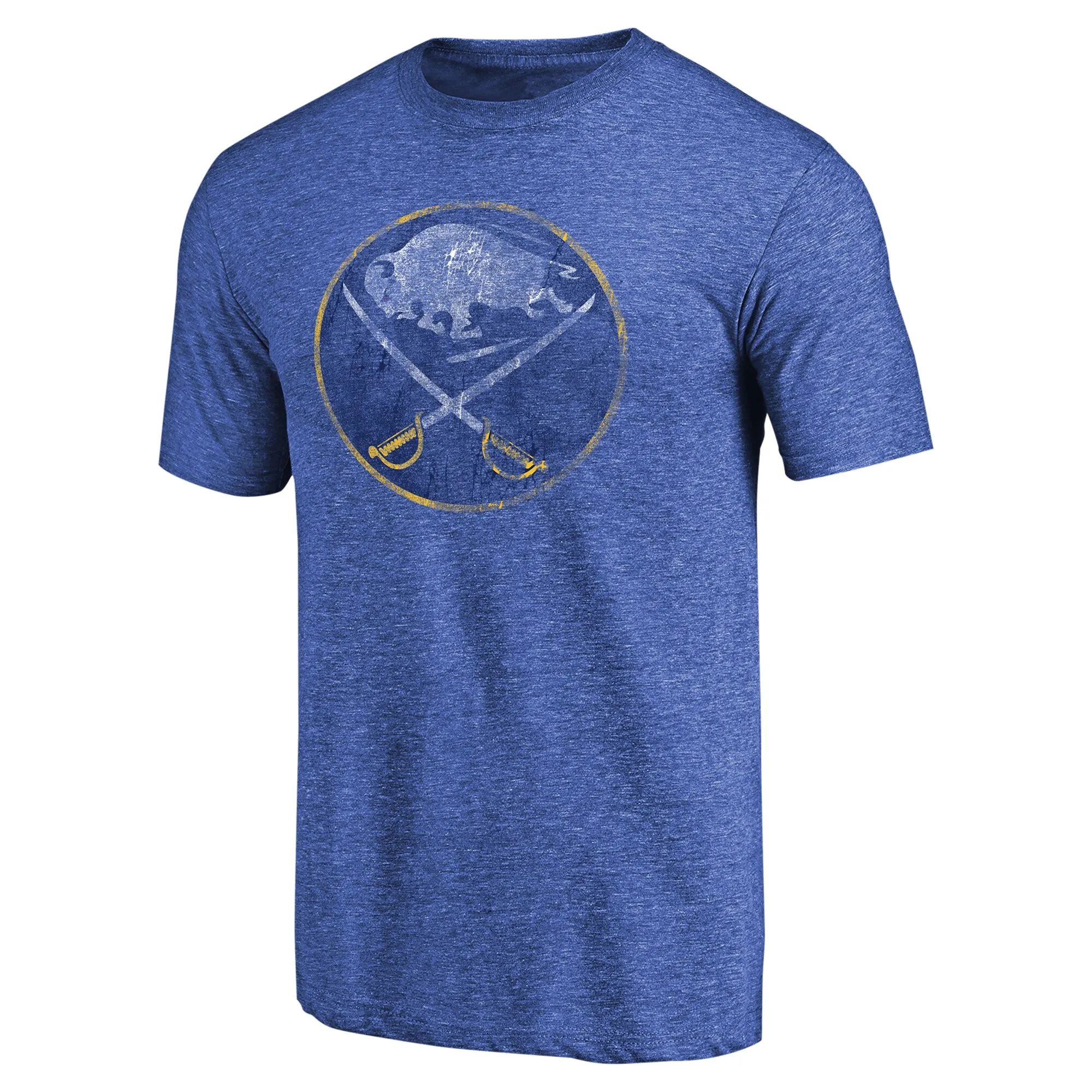 Men's Buffalo Sabres Royal Throwback Vintage Logo Tri-Blend T-Shirt