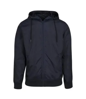 Mens zip up wind runner jacket navy Build Your Brand