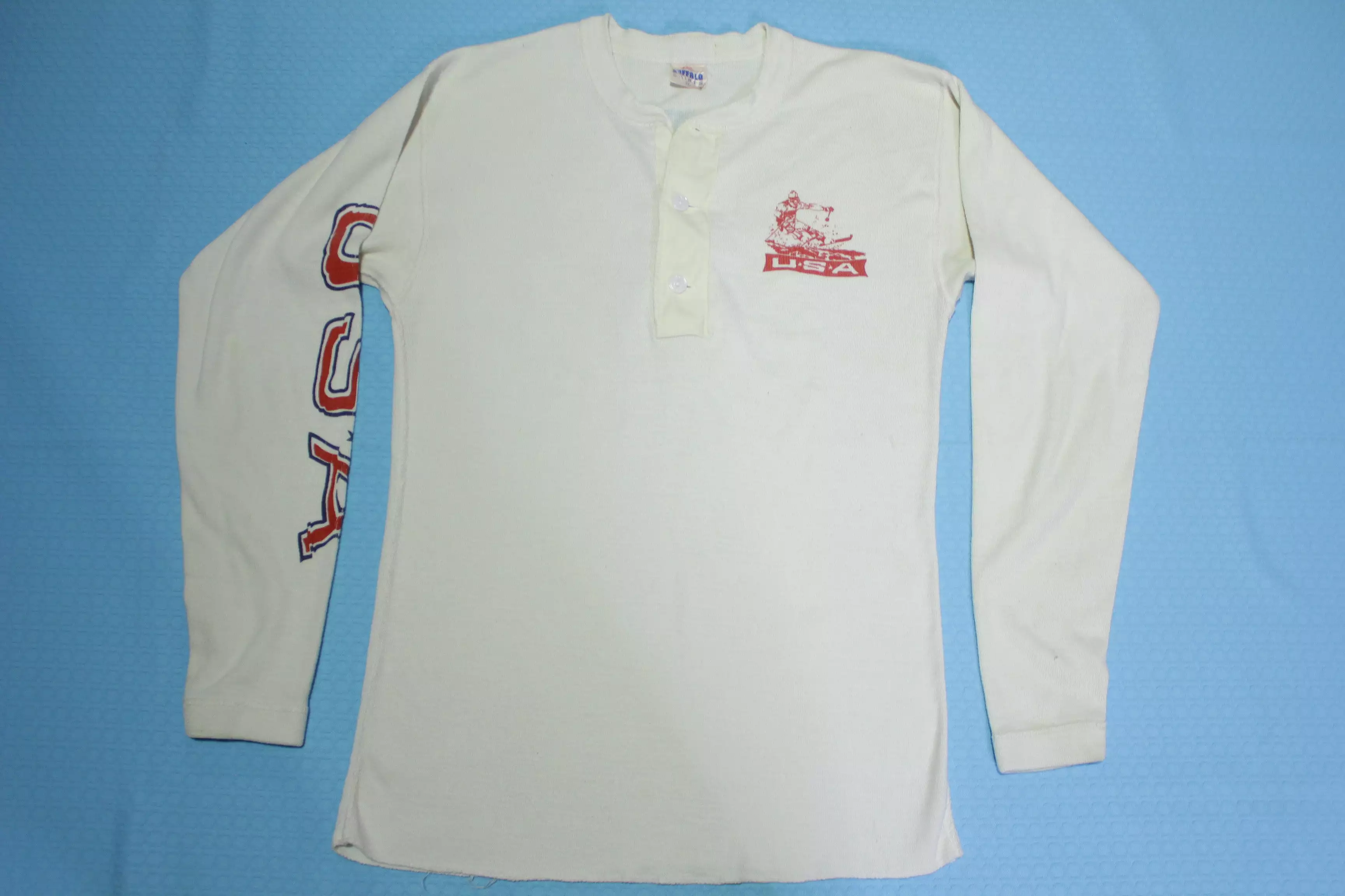 Michelob Light Vintage 80's USA Ski Team Henley Buffalo Shirts Tag Long Sleeve T-Shirt