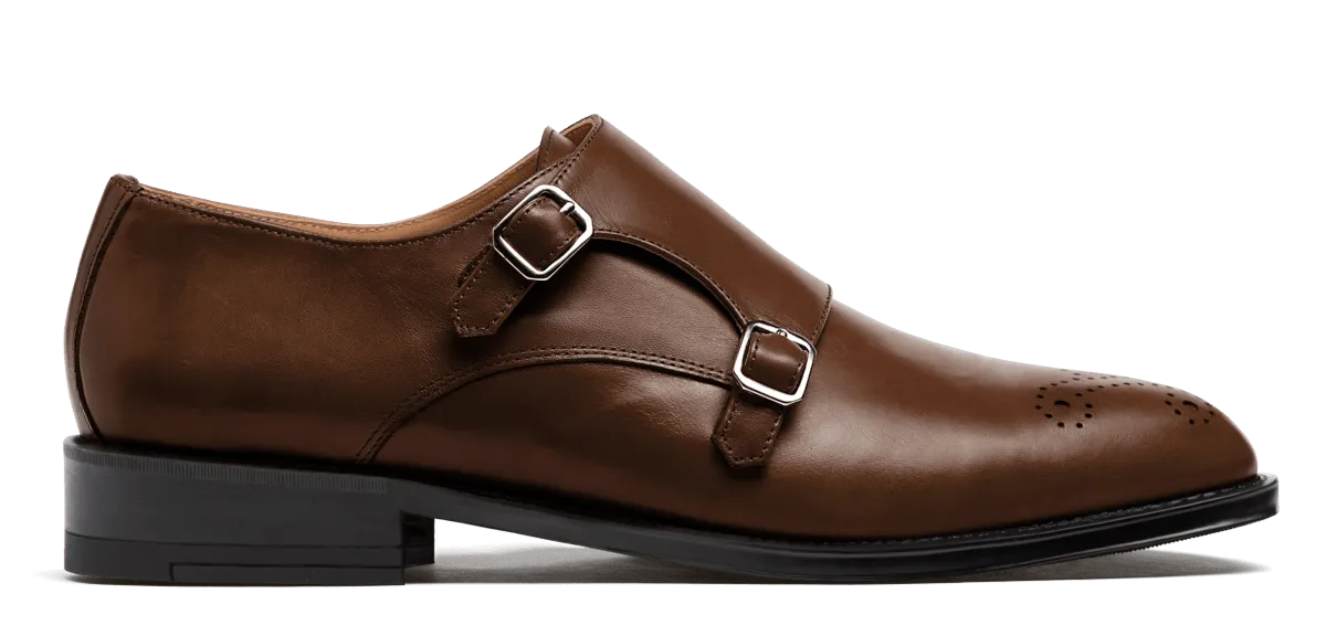 Monk strap shoes in brown leather