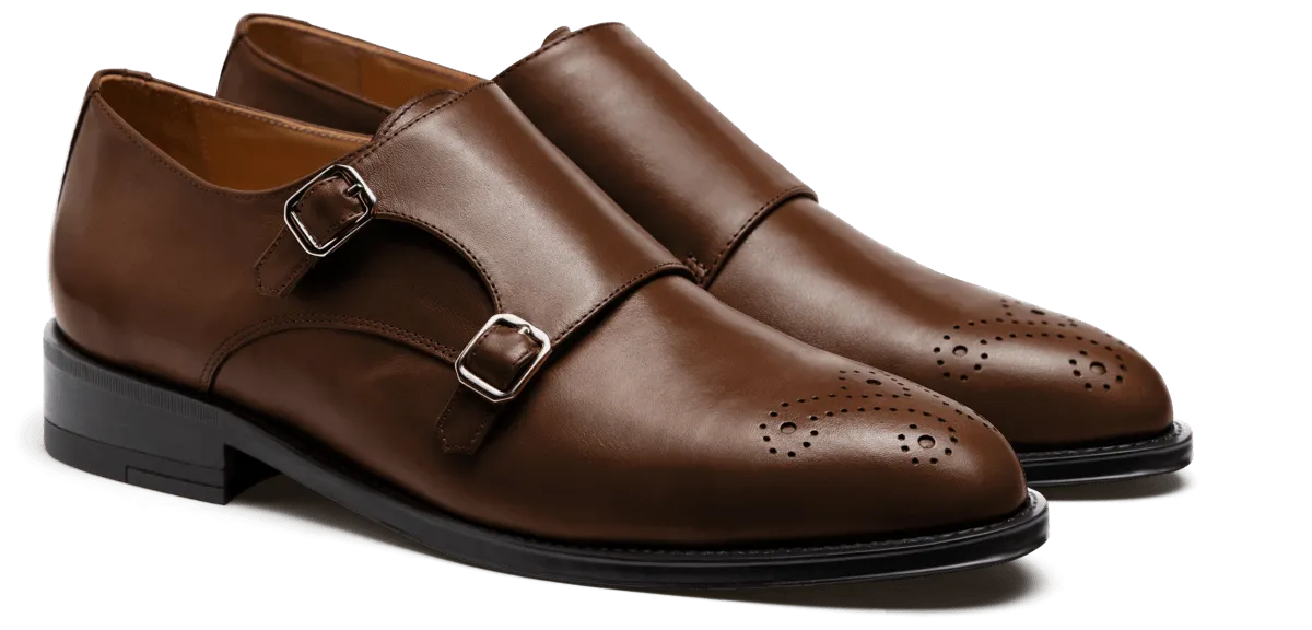 Monk strap shoes in brown leather