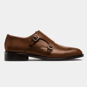 Monk strap shoes in brown leather