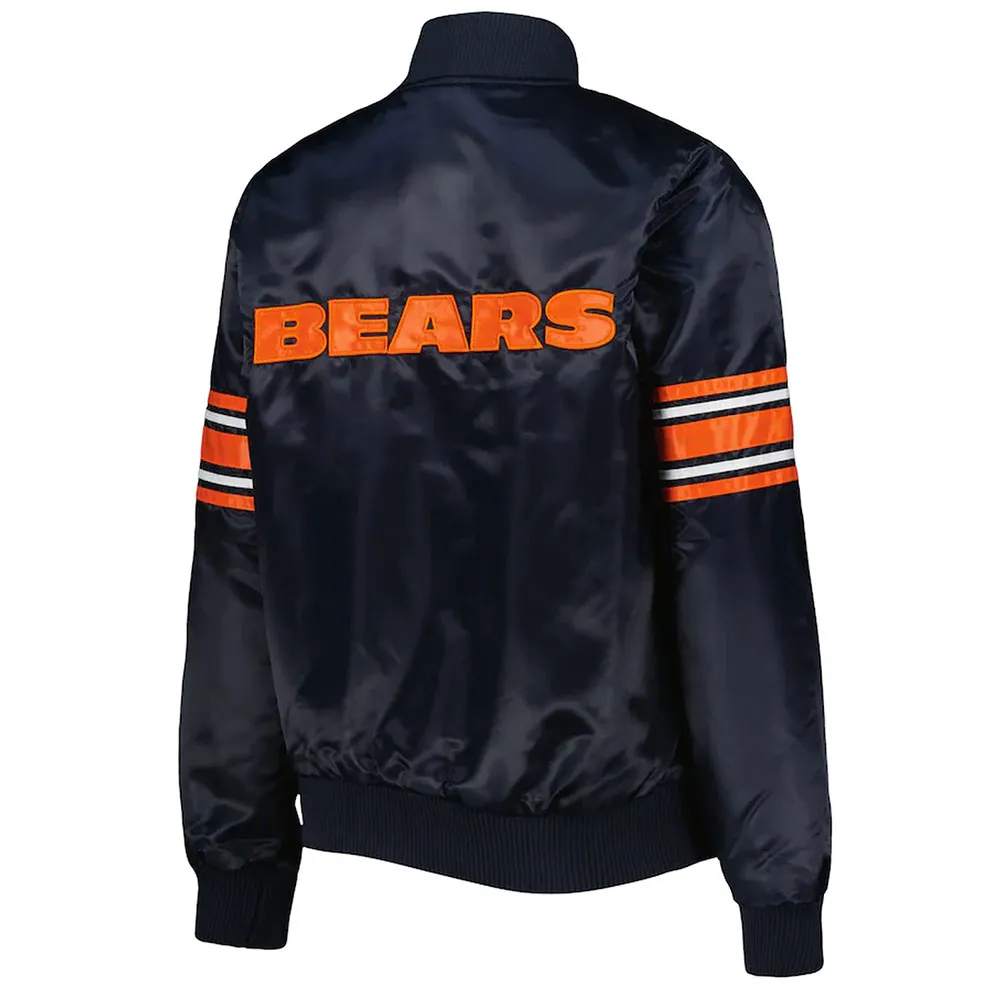 Navy Chicago Bears Line Up Varsity Satin Jacket