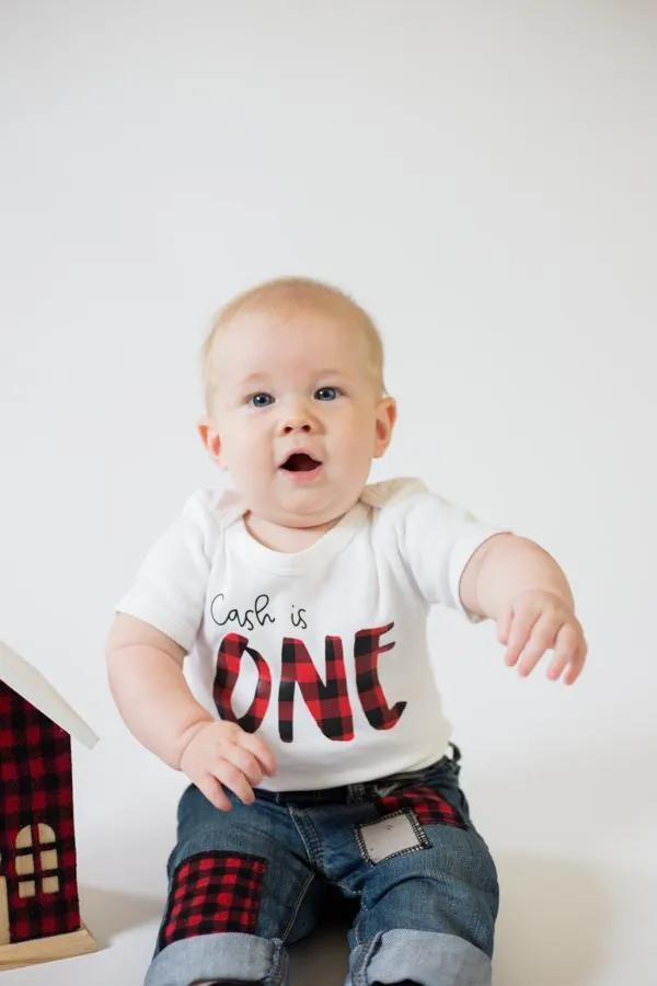 Personalized Buffalo Plaid ONE 1st Birthday Shirt/Bodysuit