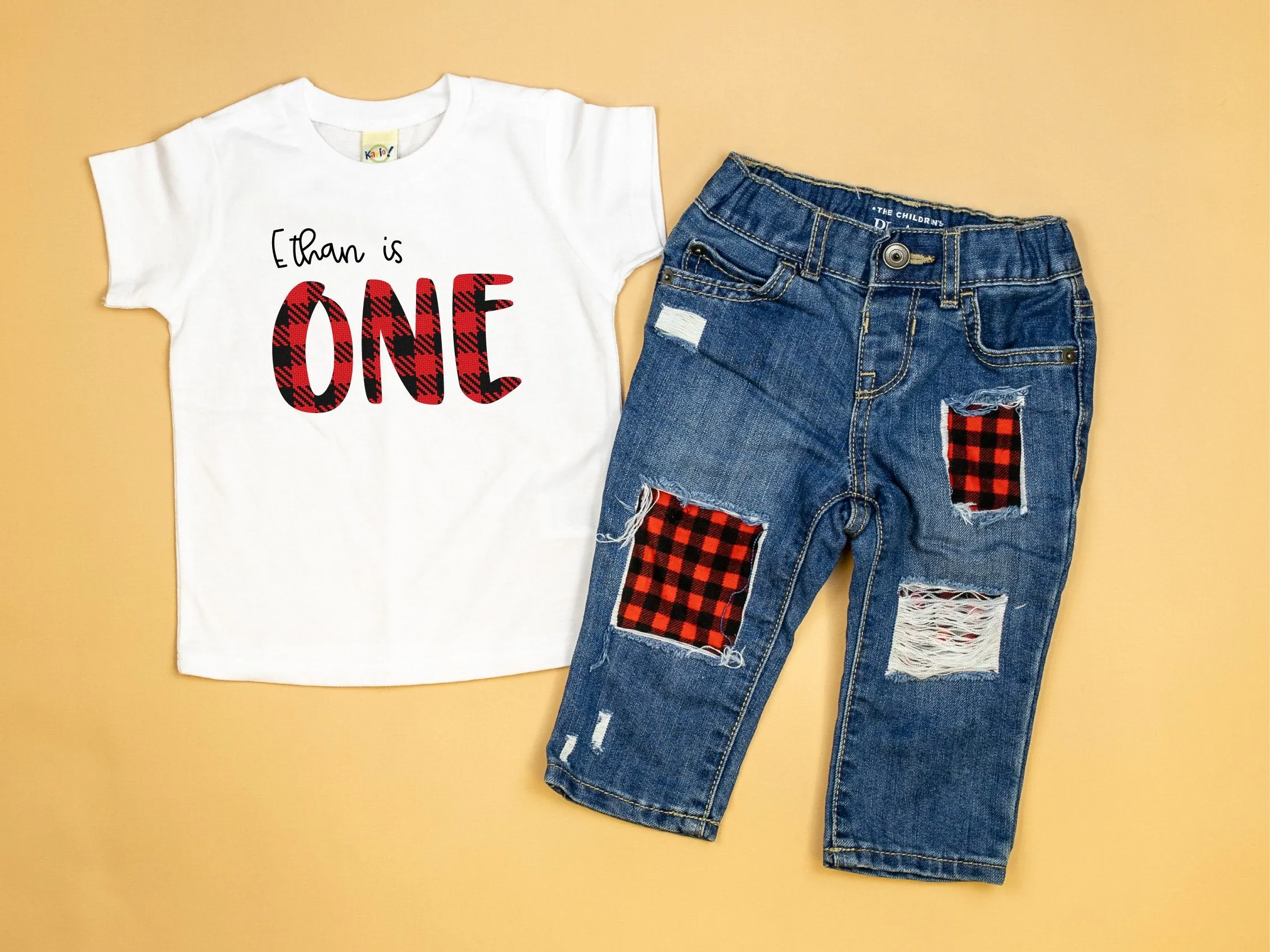 Personalized Buffalo Plaid ONE 1st Birthday Shirt/Bodysuit