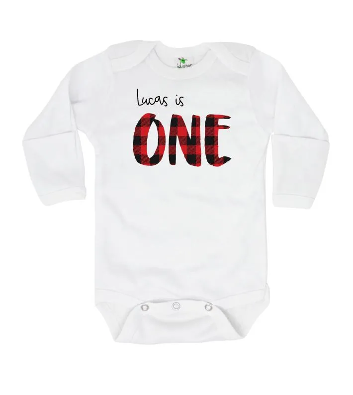 Personalized Buffalo Plaid ONE 1st Birthday Shirt/Bodysuit