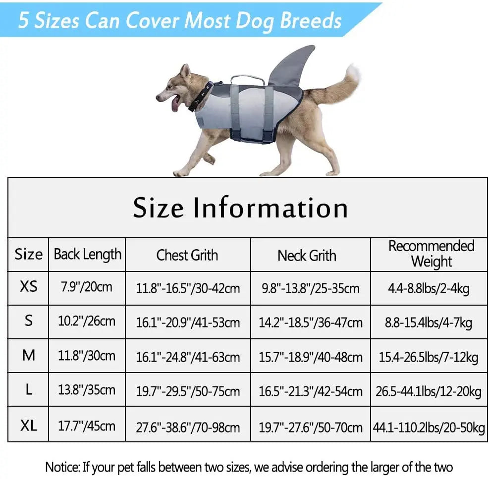 Pet Dog Safety Swimsuit Dog Life Jacket Ripstop Dog Lifesaver Shark Vests With Rescue Handle For Swimming Pool Beach Boating