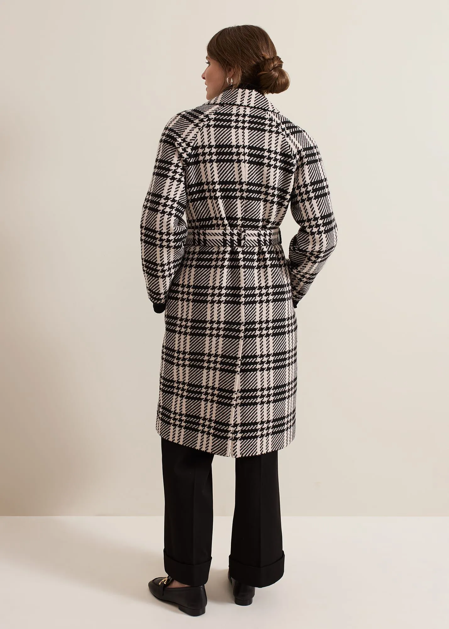 Petite Cassie Check Wool Wrap Coat