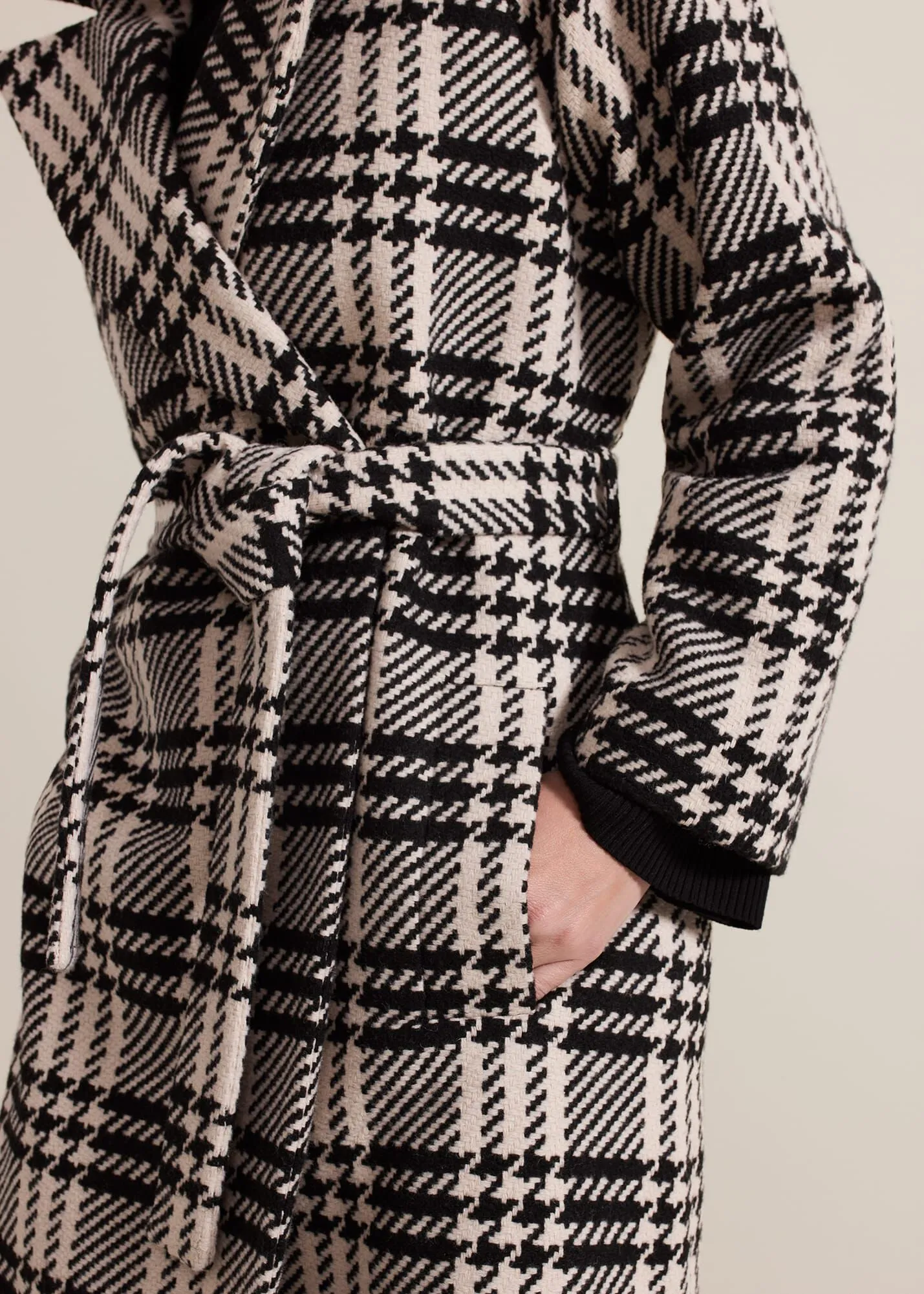 Petite Cassie Check Wool Wrap Coat