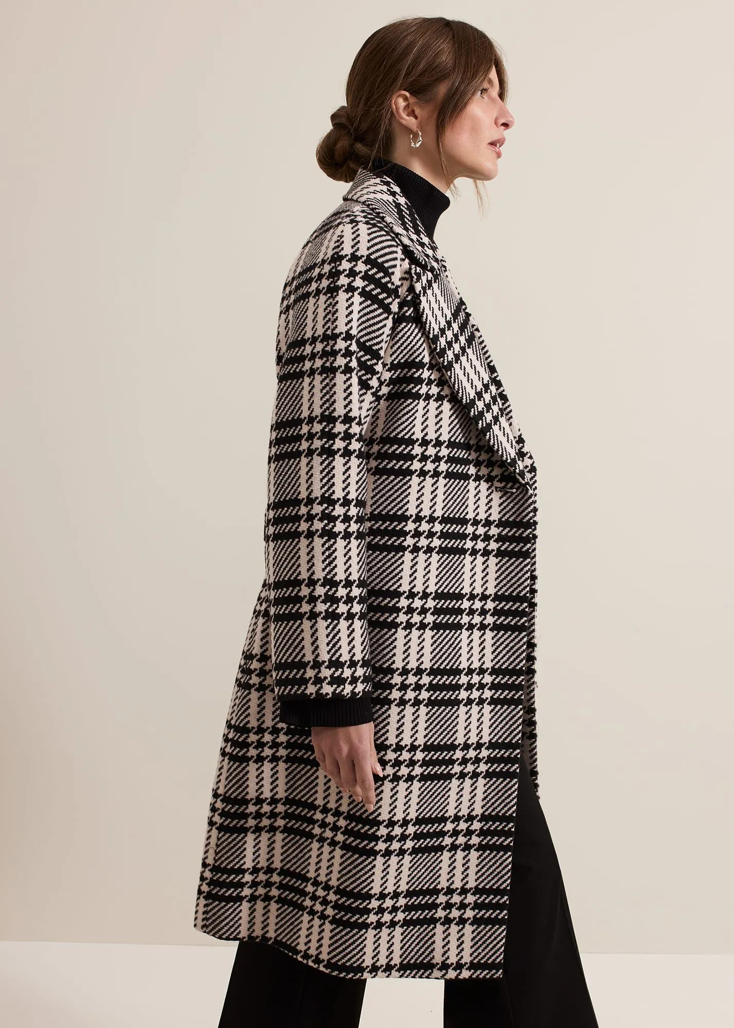 Petite Cassie Check Wool Wrap Coat