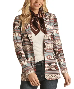 Rock & Roll Cowgirl Women's Aztec Printed Blazer