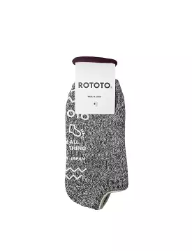 Rototo Recycled Cotton Pile Slipper Socks Ivory / Charcoal