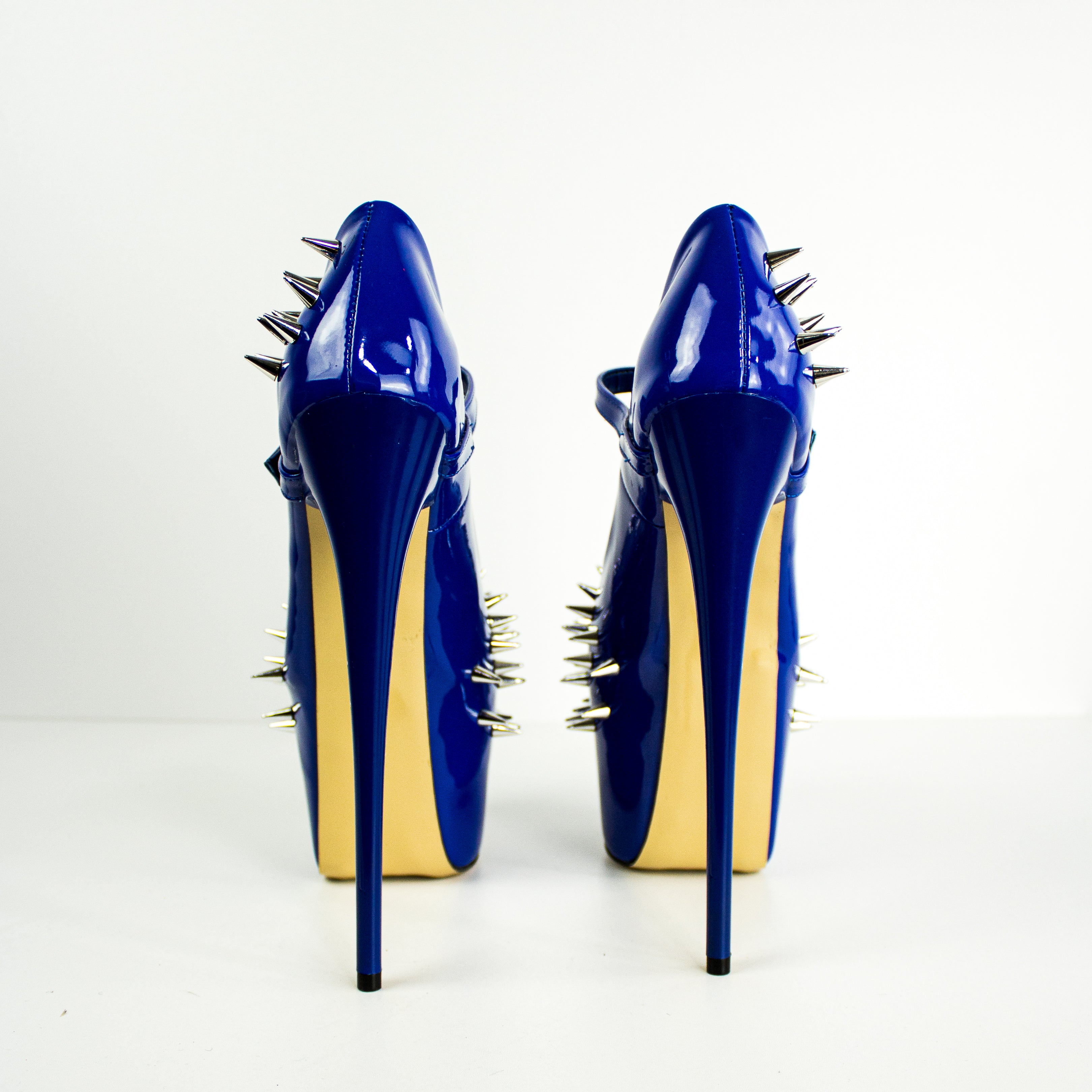 Royal Blue Long Spike Mary Jane  Fetish Heels