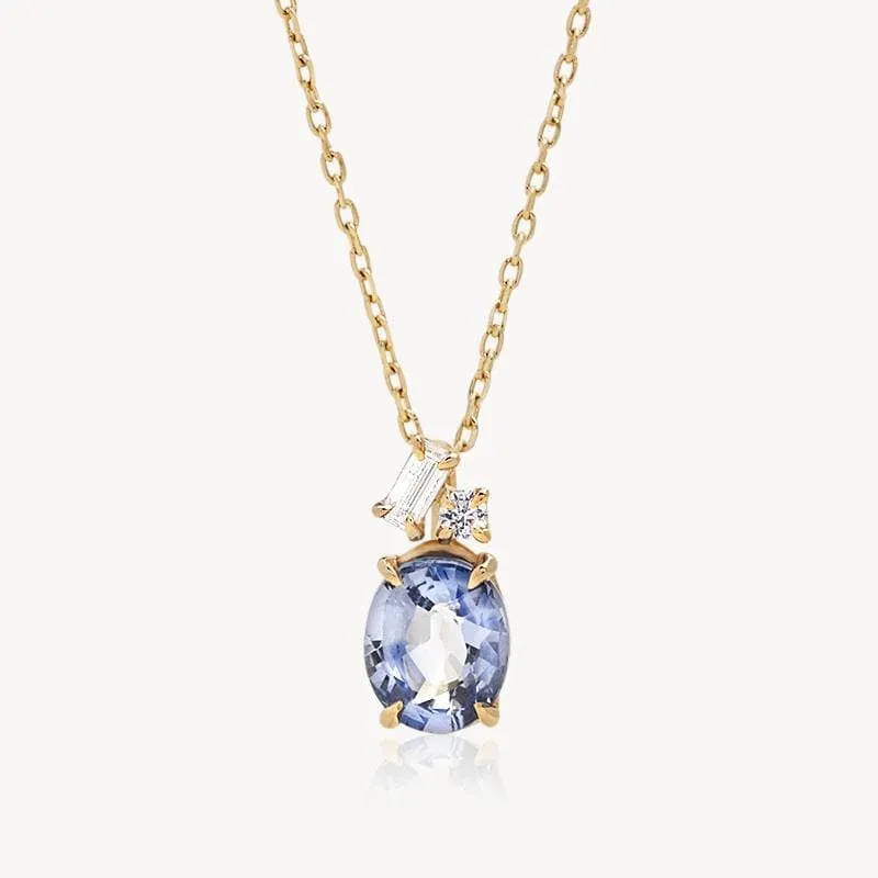 Royal Blue Sapphire & Diamond Necklace