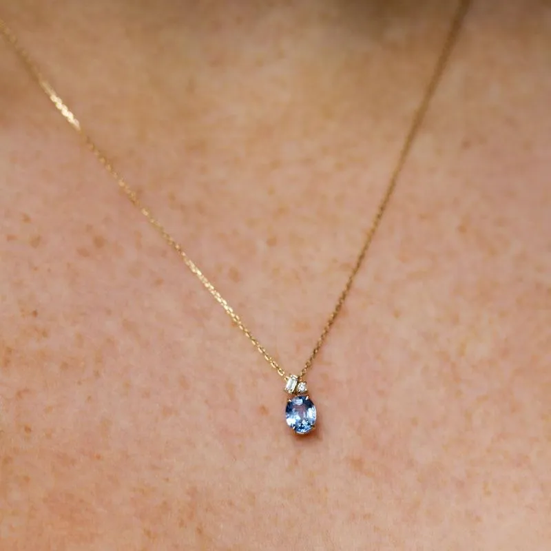 Royal Blue Sapphire & Diamond Necklace