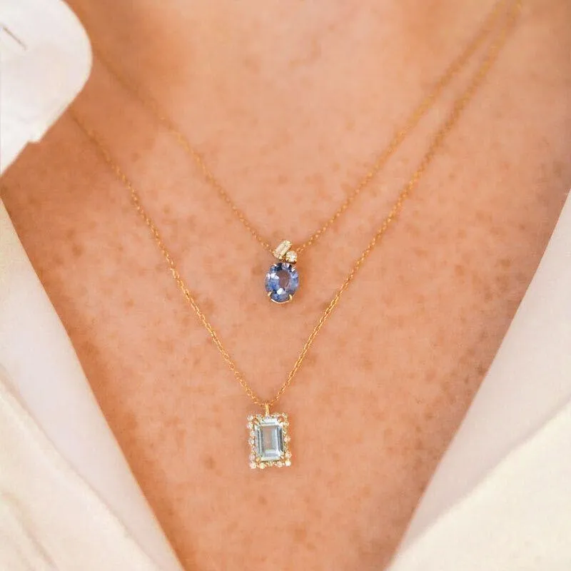 Royal Blue Sapphire & Diamond Necklace