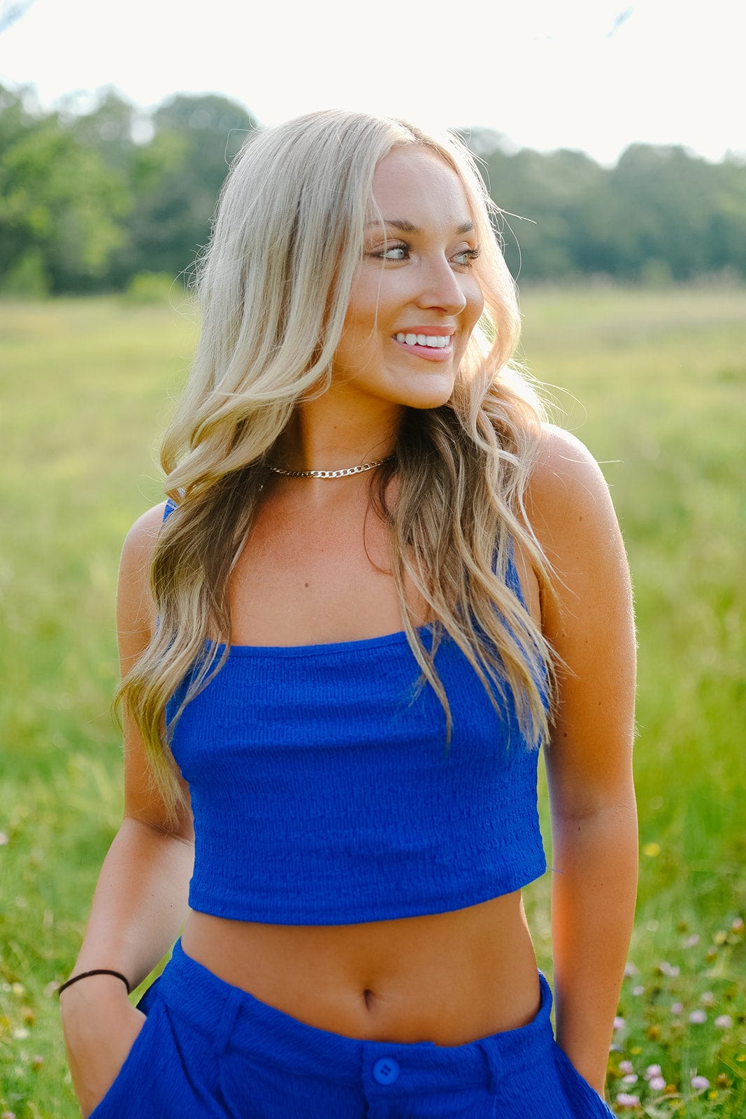 Royal Blue Set Crop Top