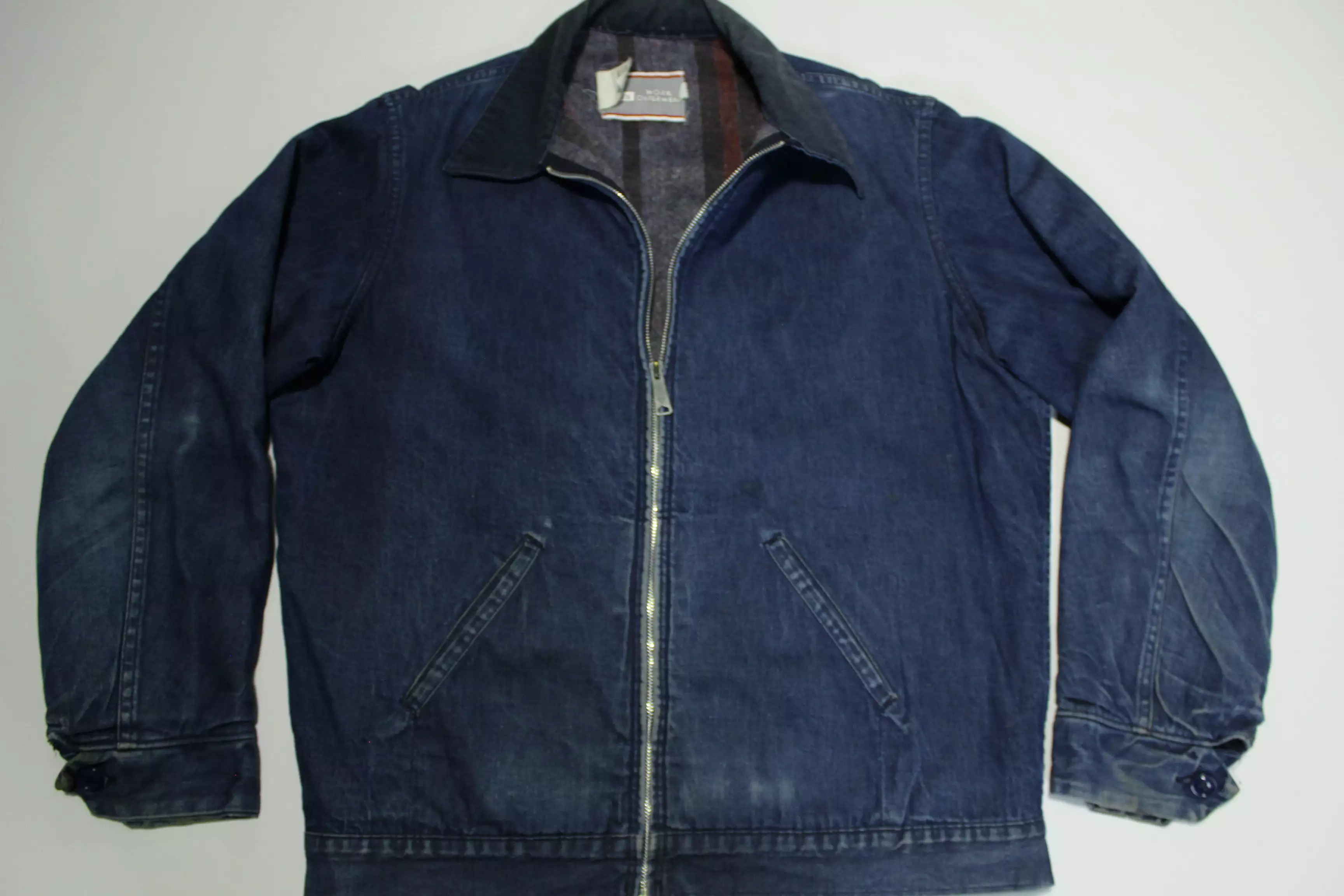 Sears Work Outwear Vintage 80's Made in USA Blanket Lined Chore Jean Jacket