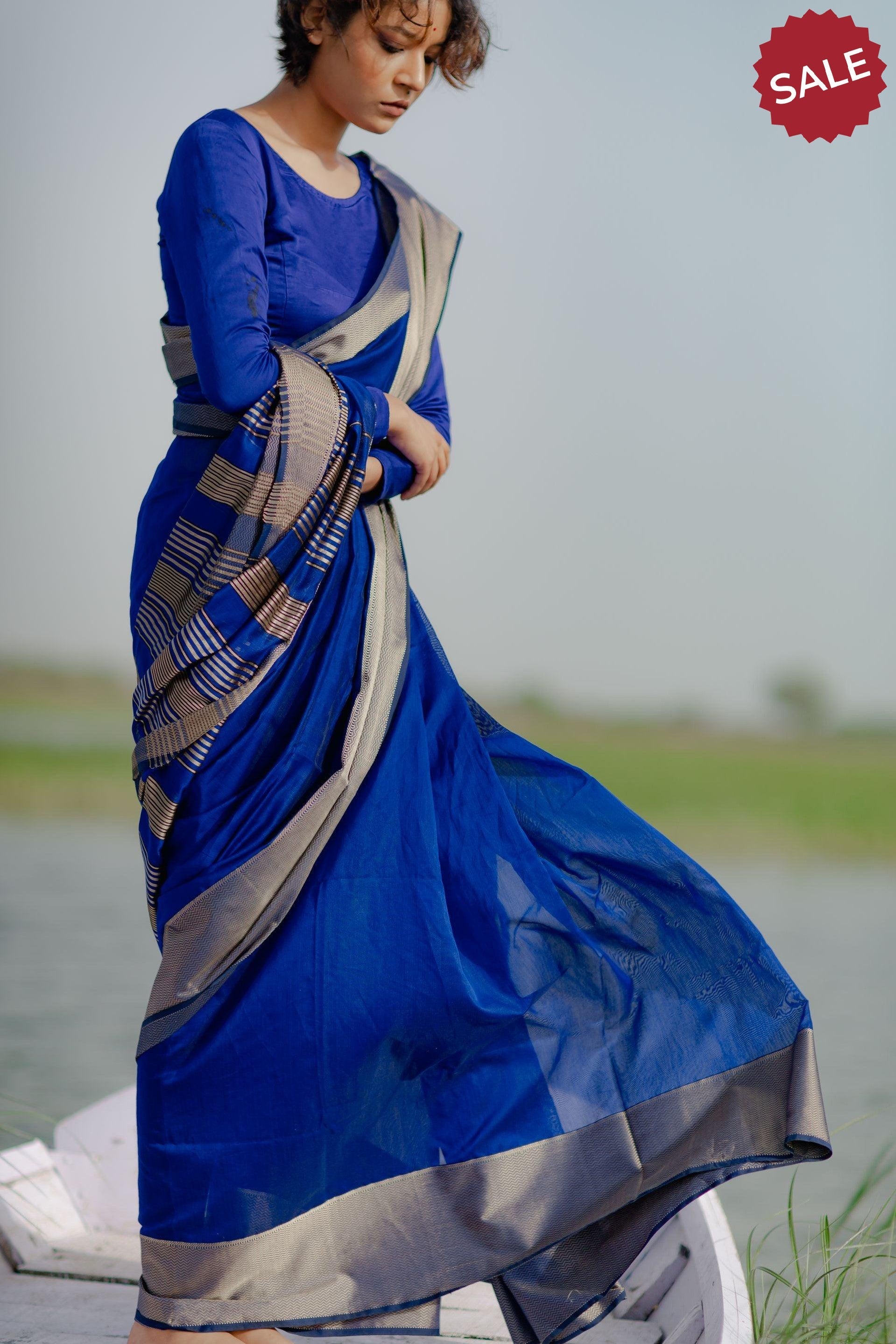 Seher - Royal blue Maheshwari Saree