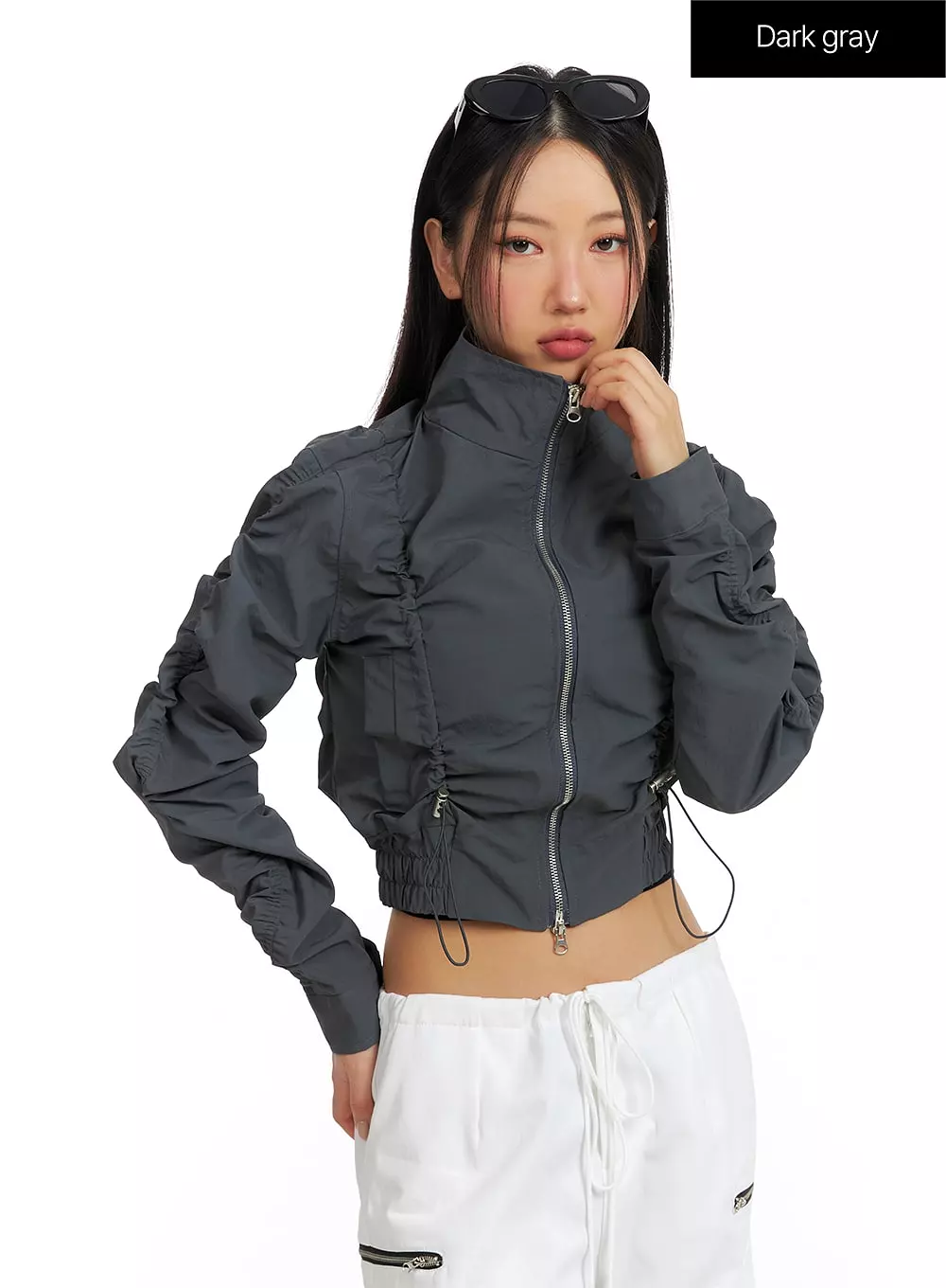 Shirred Nylon Crop Jacket CF414