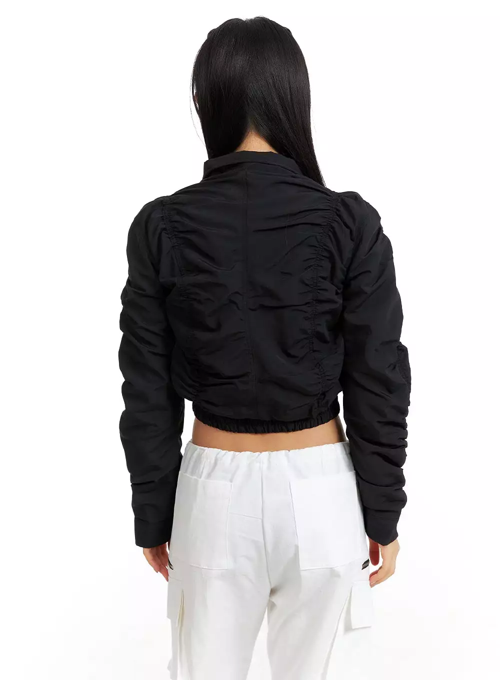 Shirred Nylon Crop Jacket CF414