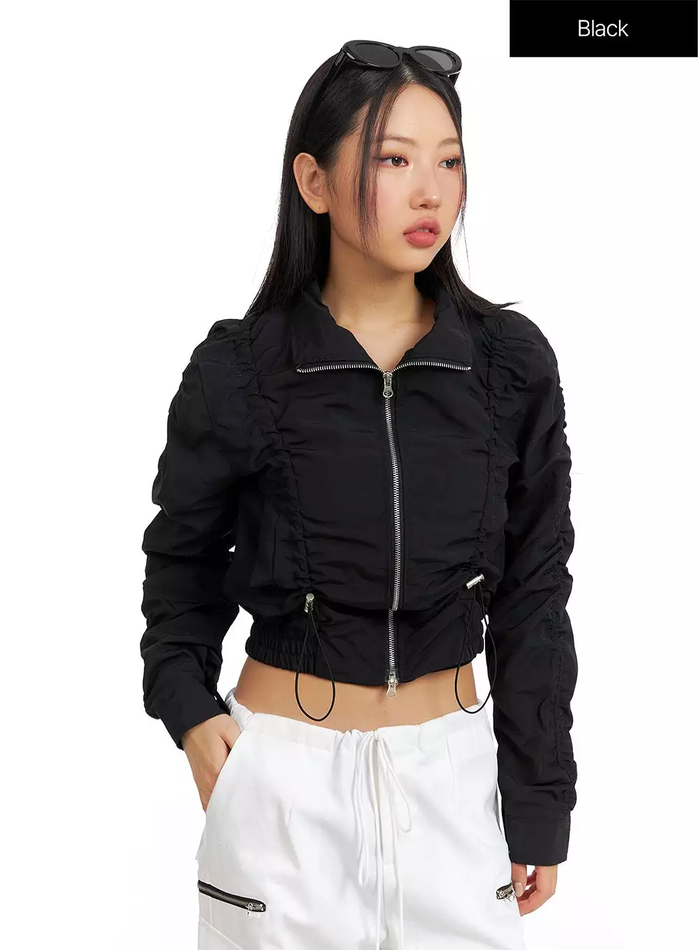 Shirred Nylon Crop Jacket CF414