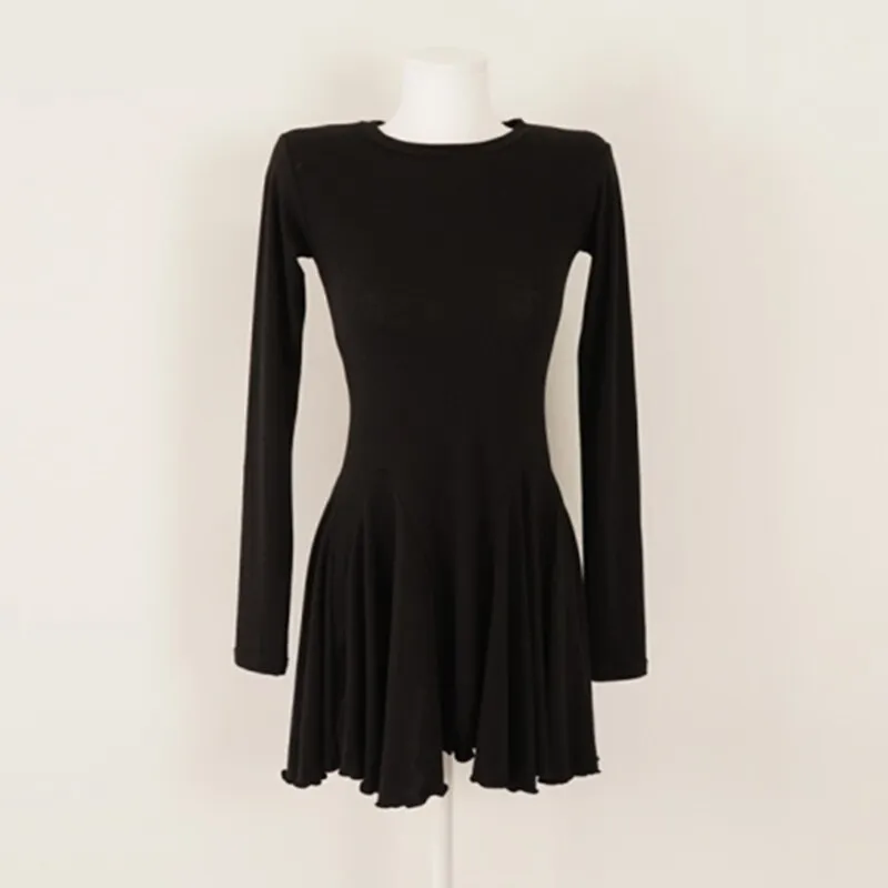 Slim Waist Female A-Line Knitted Dress Full Sleeve Solid Ladies Sweater Vestidos 2021 Autumn Women Mini Dress