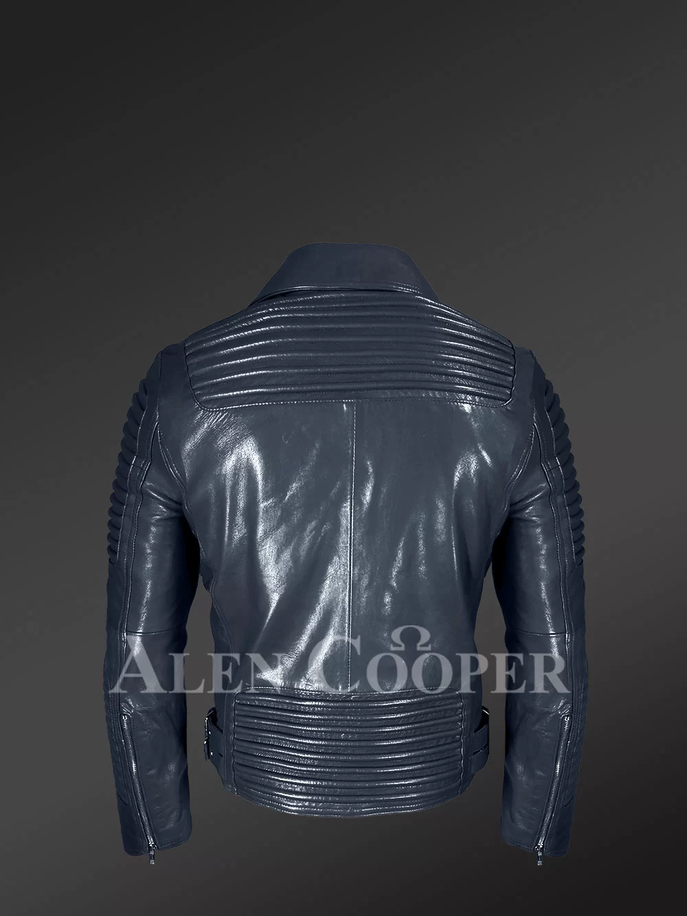 Stylish Piped Leather Biker Jacket for men with double breast style