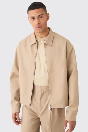 Tailored Zip Up Boxy Fit Harrington Jacket | boohooMAN UK