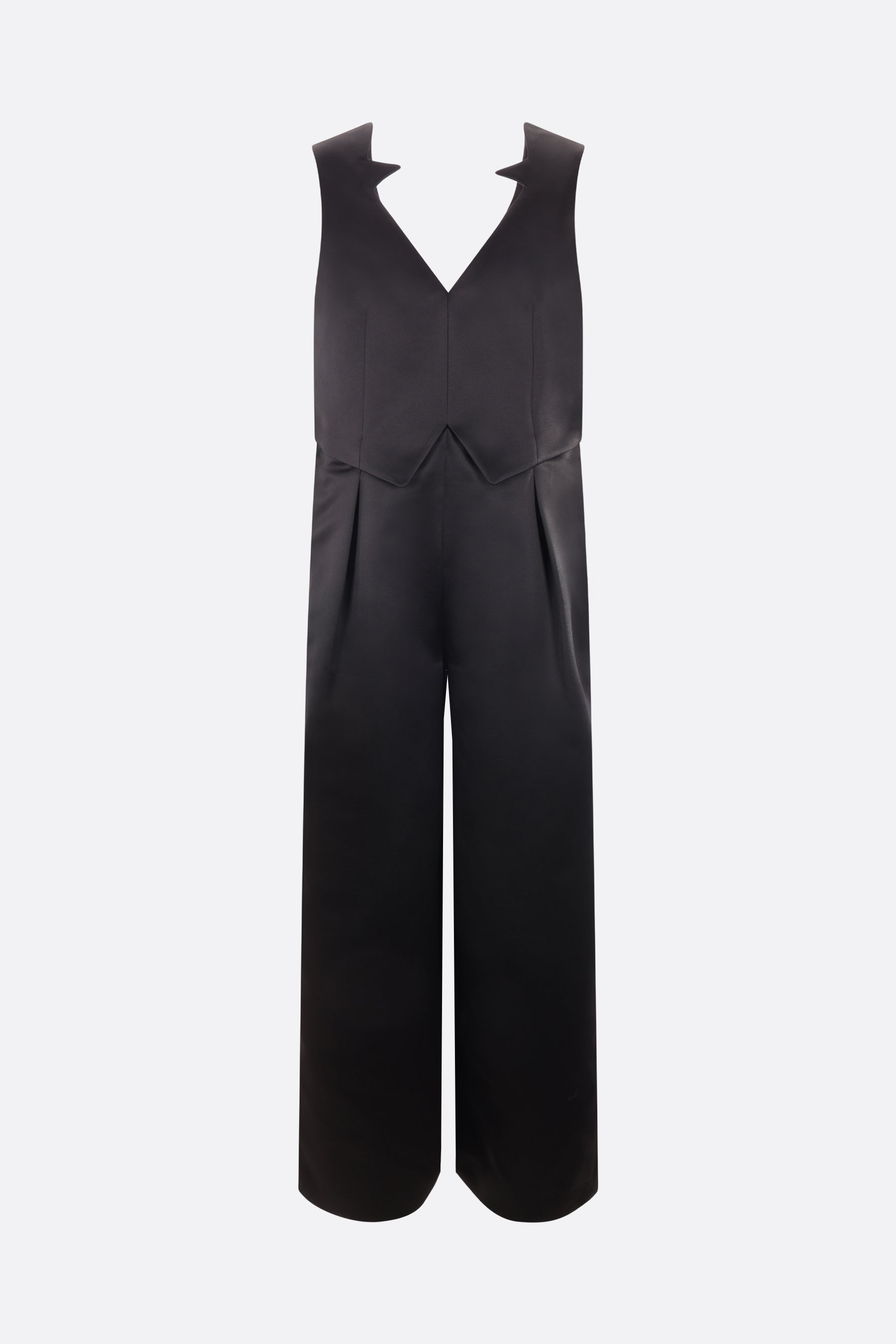 technical satin oversized sleeveless jumpsuit