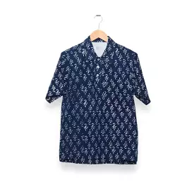 Universal Works Pullover SS Shirt indigo flower print indigo P28031