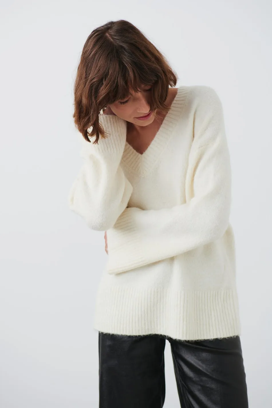 V-neck knitted sweater