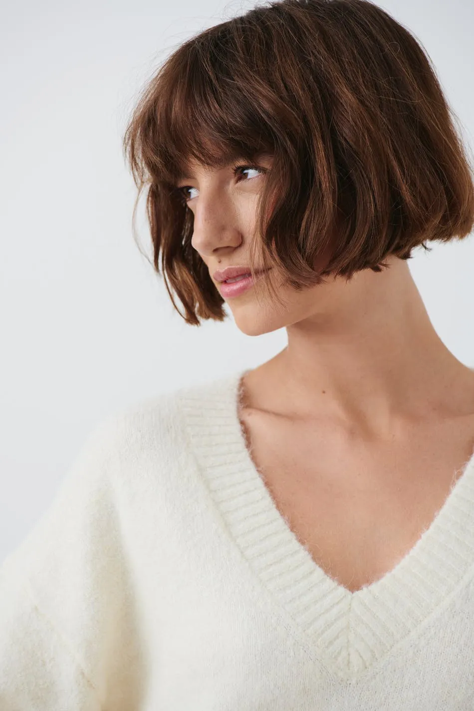 V-neck knitted sweater