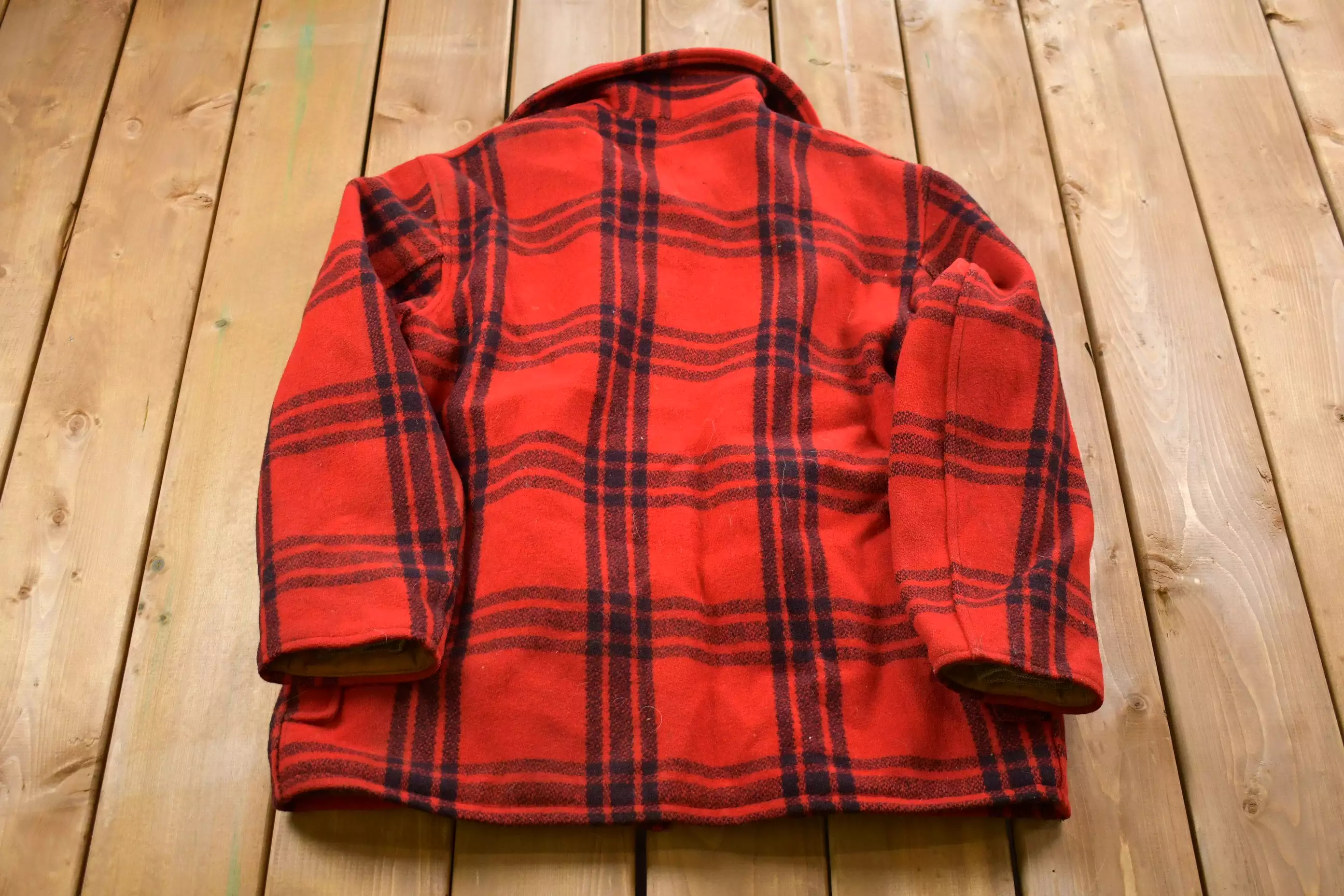 Vintage 1960s Sears 100% Wool Jacket / Wool Jacket  / Vintage 90s Jacket / Outdoor / Winter / Buffalo Plaid Chore Coat