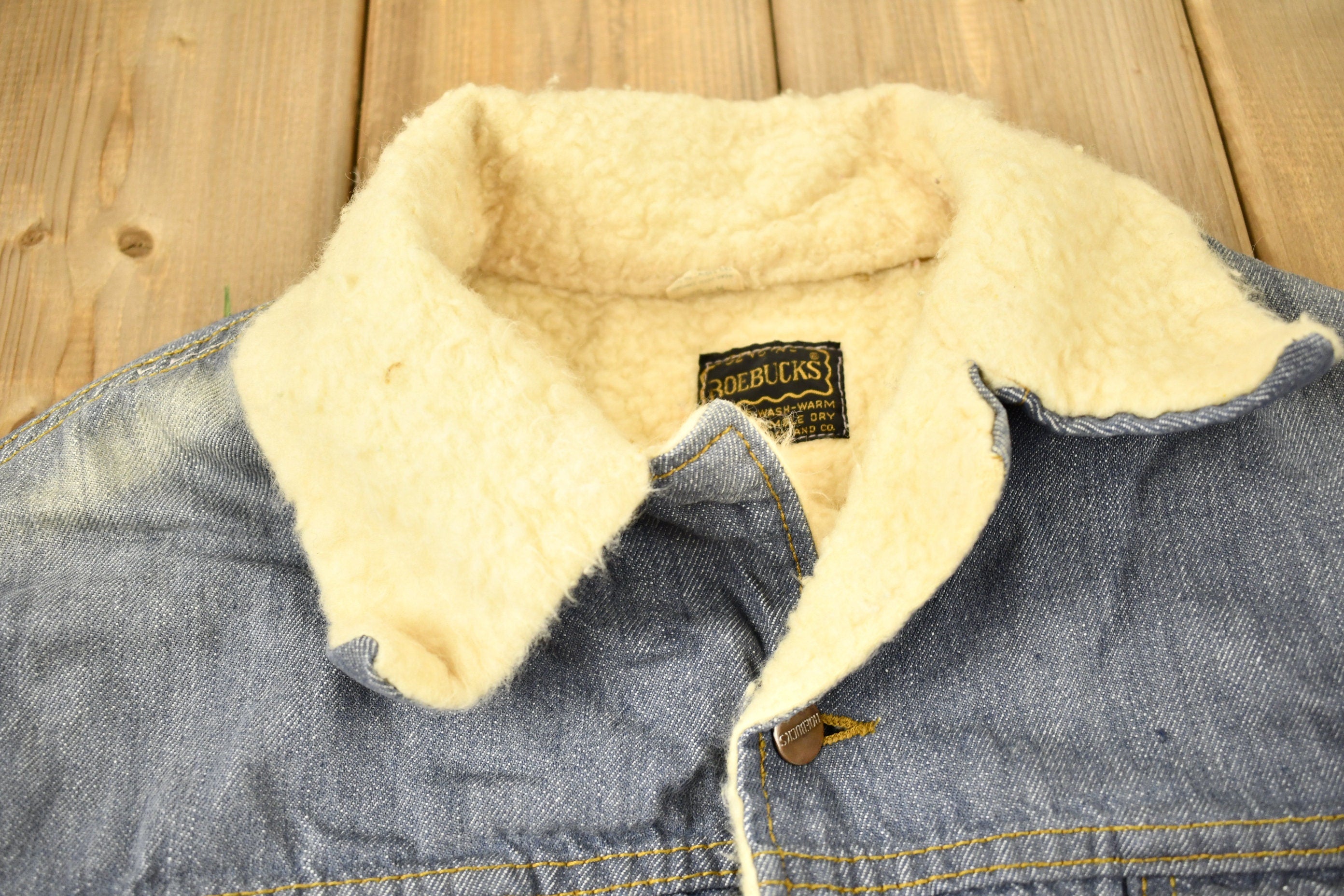 Vintage 1970s Genuine Roebucks Shearling Collar Jean Jacket / Button Up / True Vintage / Vintage Outerwear / Fall Jacket / 1970s