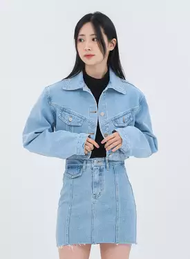 Vintage Denim Set-Up Jacket with Pocket OS20