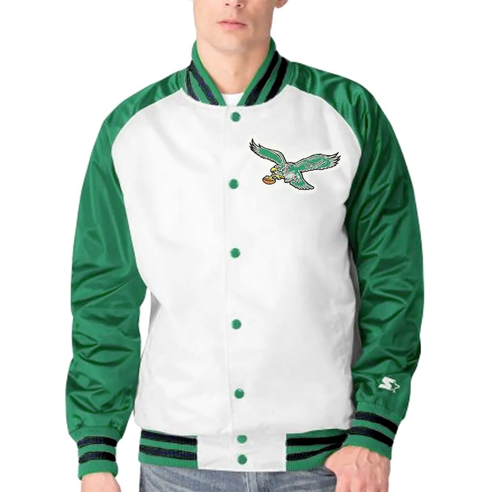 White/Kelly Green Philadelphia Eagles Clean Up Throwback Jacket