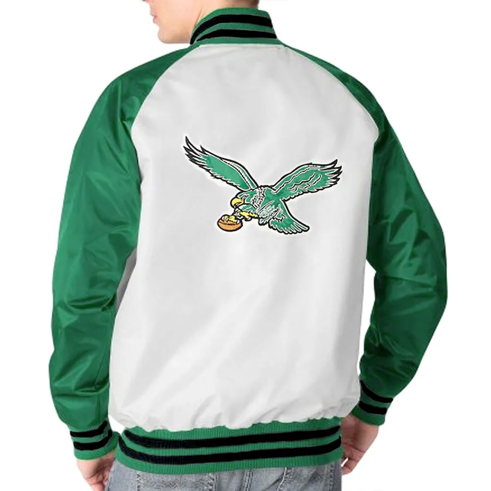 White/Kelly Green Philadelphia Eagles Clean Up Throwback Jacket