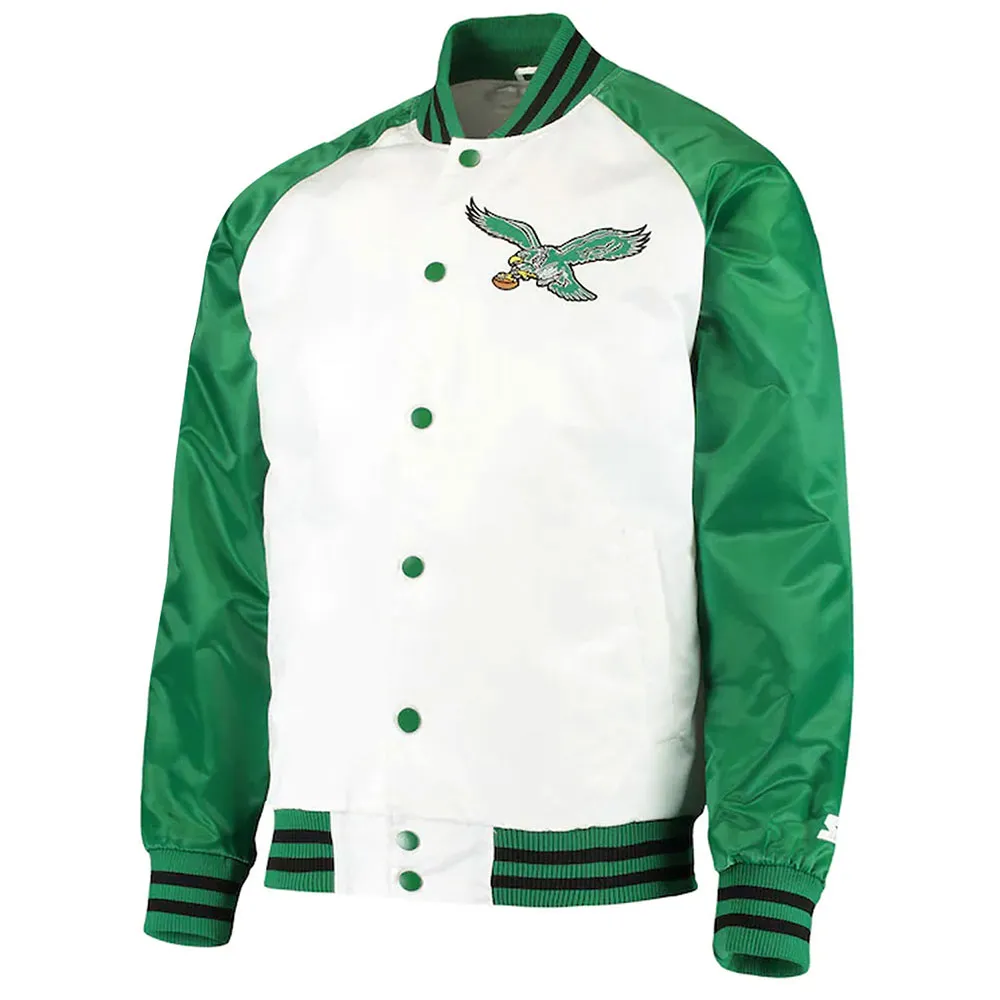 White/Kelly Green Philadelphia Eagles Clean Up Throwback Jacket