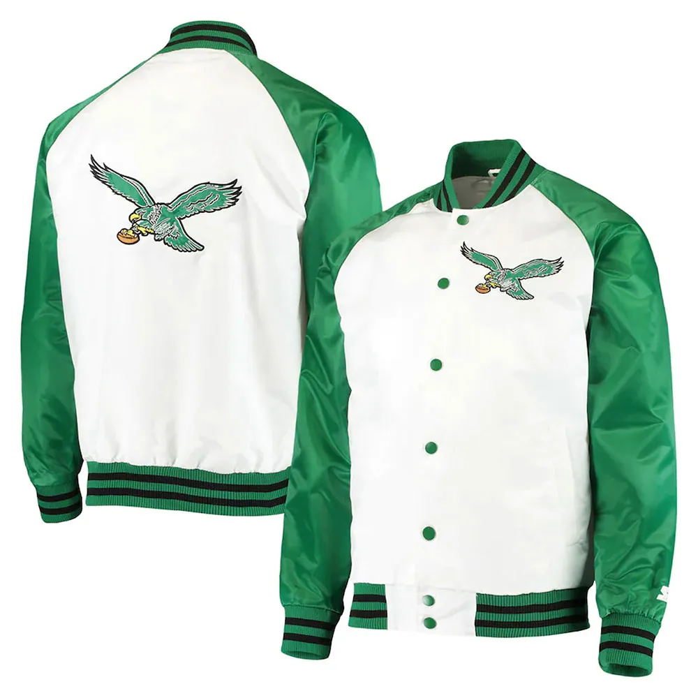 White/Kelly Green Philadelphia Eagles Clean Up Throwback Jacket