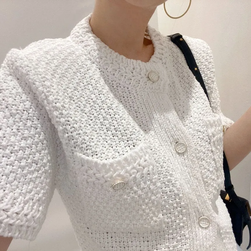 Women Cardigan Knitted Sweater Vintage Casual Single-breasted Cardigans Elegant O-Neck Femme Tops Streetwear