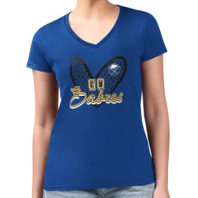 Women's Buffalo Sabres G-III 4Her by Carl Banks Royal Animal Print Heart Fitted V-Neck T-Shirt