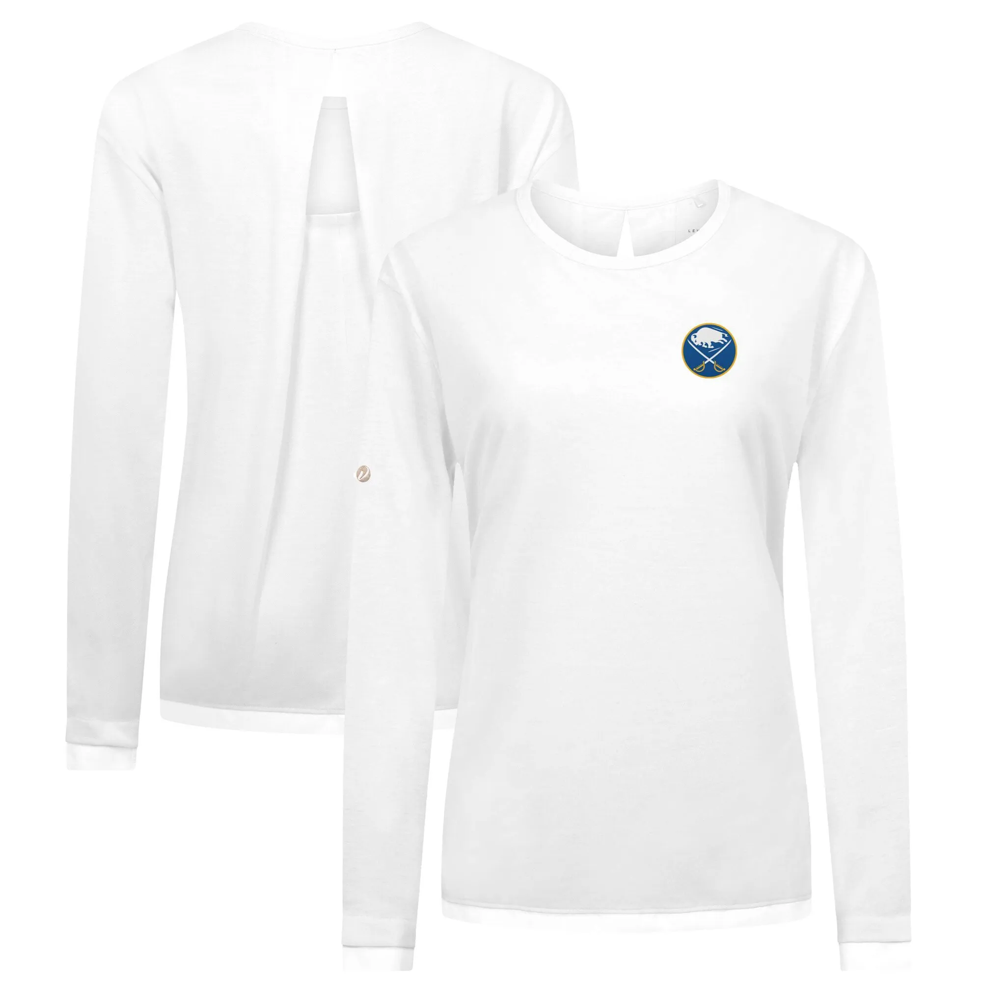 Women's Buffalo Sabres Levelwear White Sequoia Primary Logo Long Sleeve T-Shirt